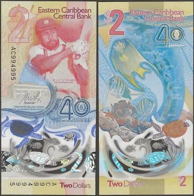 EAST CARIBBEAN 2 DOLLARS 2023 NEW B245 POLYMER Viv Richards UNC • £4.09