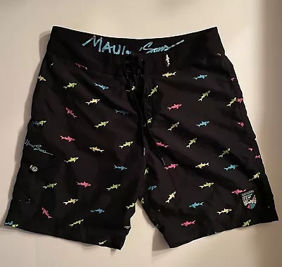 Maui And Sons Sharks Board Shorts Sz 34 • $21.99