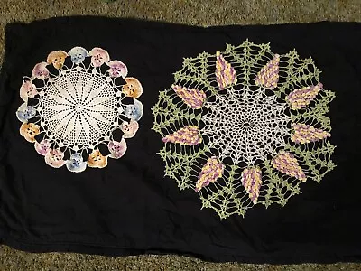 2- Vintage Crocheted Doilies Brilliant Designed Handmade 11 &15  Round • $6.99