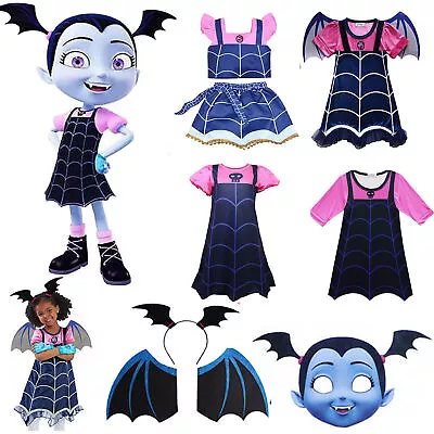 Kid Girls Vampirina Halloween Costume Dress Up Party Halloween Outfits Set UK • £6.59