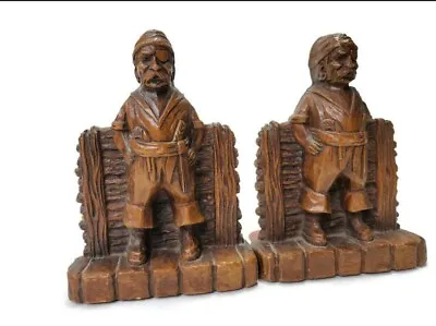 Vtg 40's Ornawood Pirate Wood Bookends  • $25