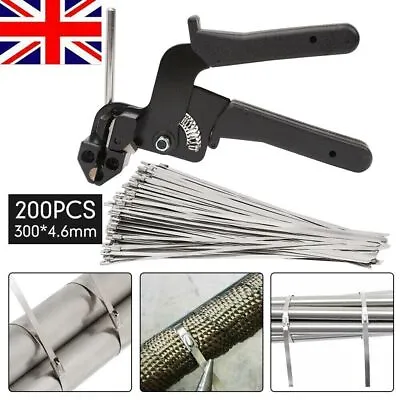 Cable Tie Gun Stainless Steel Exhaust Wrap Zip Auto Tightener Cut Fasten Tools • £21.37