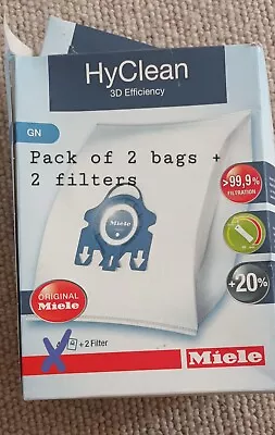 Miele HyClean GN 3D Efficiency Dust Bags For Vacuum Cleaners- 2 BAGS + 2 Filters • £4.99