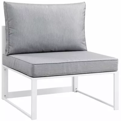 Modway Fortuna Modern Aluminum Outdoor Armless Chair In White/Gray • $198.77