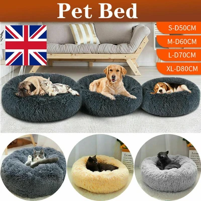 Extra Large Dog Cat Pet Calming Bed Comfy Fluffy Soft Dog Beds Round Soft Plush • £7.69