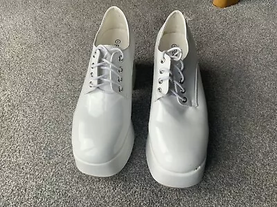 Mens White Platform 1970s Tribute Band Shoes  Fancy Dress SIZE 9 • £21.22