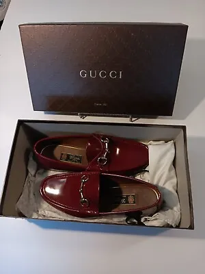 $375 • Buy GUCCI Men's Burgundy Leather Shoes Size 8.5 US AUTHENTIC Loafers In ORIG Box ETC