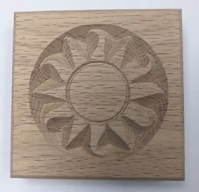 *SET Of 4*  Sunshine- Carved Rosette Block  3.5  X 3/4   Oak Pine MDF • $20.95