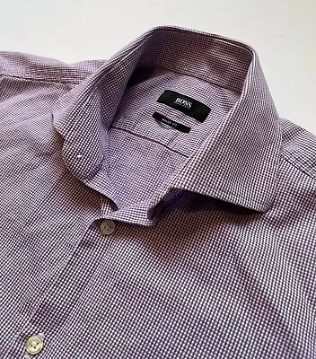 Hugo Boss Sharp Fit Men’s Size 15.5-32/33 Dress Shirt Purple Check • $19.95