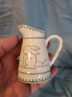 Andrea By Sadek Mini 3  Creamer Pitcher Stitched Bunny Rabbit Green • $9.99