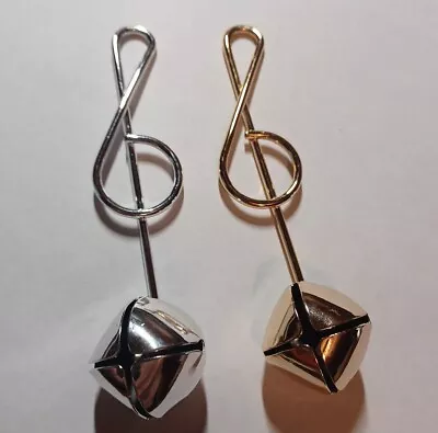 Set Of 2 Silver And Gold Music Note Ornament Jingle Bells • $9.99