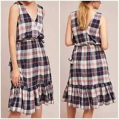 Anthropologie Isabella Sinclair Dickens Plaid Midi Dress Flannel S Fall Pockets • $46.88