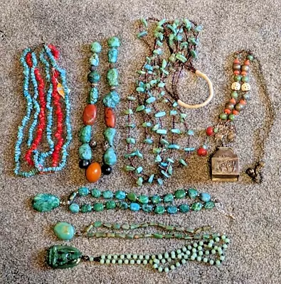 Native American Southwestern Vintage Turquoise &stone Misc Necklaces Jewelry Lot • $149.99