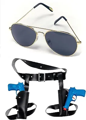 Lara Croft Style Tomb Raider Twin Guns Holster Glasses Fancy Dress Thigh Pistols • £13.95