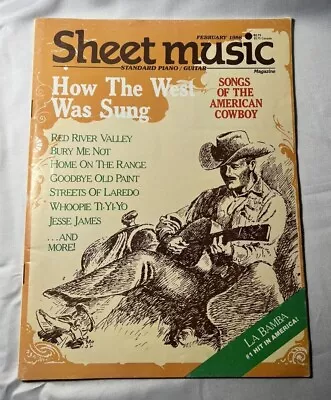 Vintage Sheet Music Magazine February 1988 Songs Of The American Cowboy Songbook • $4