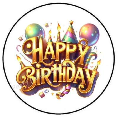 Gold Happy Birthday Envelope Seals Labels Stickers Party Favors • $4.49