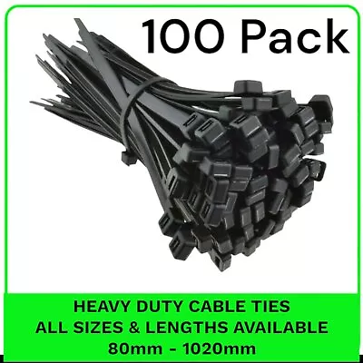 Heavy Duty Cable Ties Black Zip Ties Long Short Small Thick Thin 100 Pack • £3.90