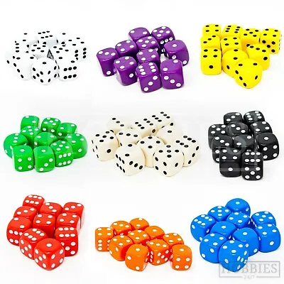 16mm Dice Six Sided D6 Wargame RPG Board Games Set White Black Blue Red Packs • £2.82