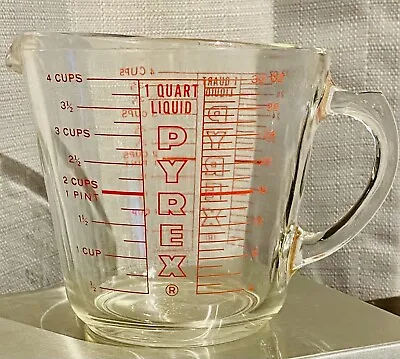 Vintage PYREX 532 D Ring LARGE 4 Cup 1 Quart GLASS MEASURING CUP • $12.99