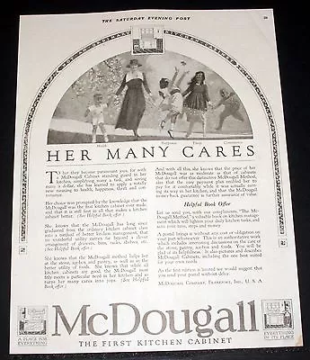 1918 OLD MAGAZINE PRINT AD McDOUGALL THE FIRST KITCHEN CABINET HER MANY CARES! • $12.99