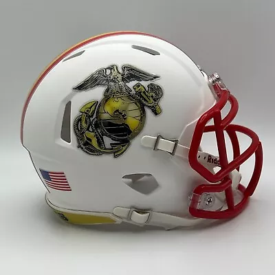 US Marines CUSTOM Matte White - Red Facemask Mini Football Helmet • $65