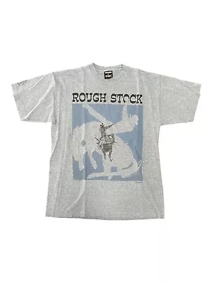 Vintage Cowboy Art  Rough Stock  T-Shirt Horse Men’s Heather Blue Size Large • $29.99