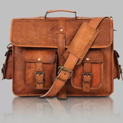 19  Laptop Messenger Briefcase Satchel Handmade Genuine Excellent Leather Bag • $56.18