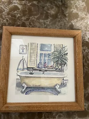 C. Winterle Olson Litho/watercolor Print “ Bath Tub Series” Hand Signed 1996 USA • $14.99