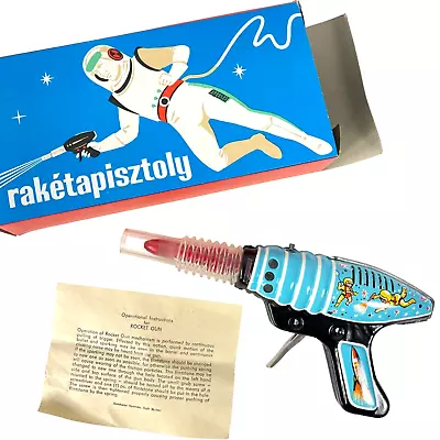 Ray Gun Raketapisztoly Vtg Tin Litho Sci Fi Rocket Space Pistol W/Box Hungary • $74.95