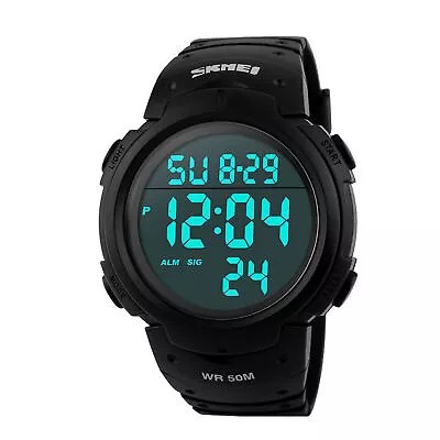 Men's Digital Sports Watch LED Screen Large Face Military Waterproof Watches • $22.78