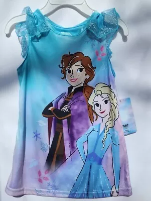  Disney Frozen 2T Girls Blue Nightgown Short Sleeve Pajamas  • $15