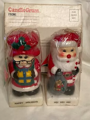 VTG 1983 CandleGram Santa Mr.& Mrs. Claus Christmas Candles Hand Painted Sealed • $7.50