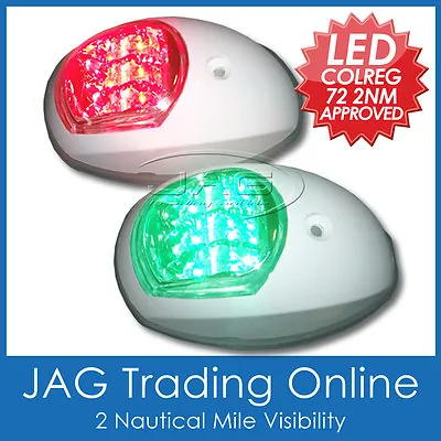 LED NAVIGATION LIGHTS WHITE HOUSINGS - USCG - Port/Starboard Marine Boat Nav BLW • $35.85