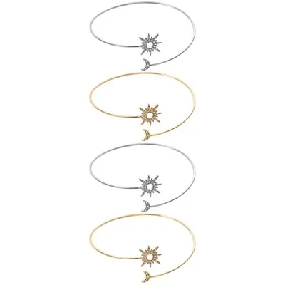  4 Pcs Sun And Moon Arm Cuffs Adjustable Open Bangles Upper Arm Jewelry For • $12.74