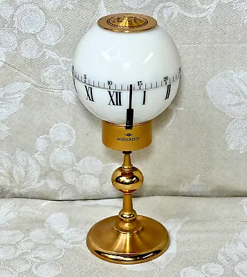 Movado Clock 8 Day Swiss Mid-Century Brass & Lucite Annual Globe Clock Runs! • $1504.10
