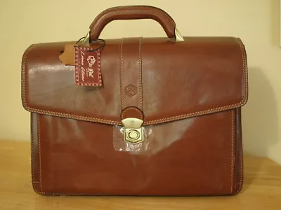 $350 • Buy VALENTINA IN PELL Vintage Leather Executive Briefcase Business Attache Bag