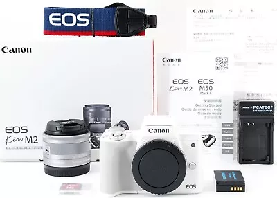 Canon EOS M50 Mark II/Kiss M2 24.1MP White 15-45mm [Exc W/BoxSD Card [996] • $1782.90