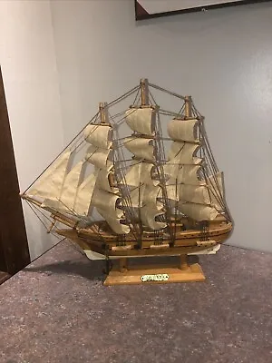 Vintage Gorch Fock Wooden Model Clipper Ship Sailboat Nautical Beach German Nav • $30