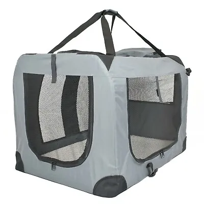 £39.97 • Buy Soft PET CARRIER Folding Dog Cat Animal Travel Cage Bag Portable Grey Crate Box