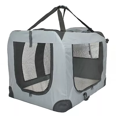 View Details Soft PET CARRIER Folding Dog Cat Animal Travel Cage Bag Portable Grey Crate Box • 19.97£