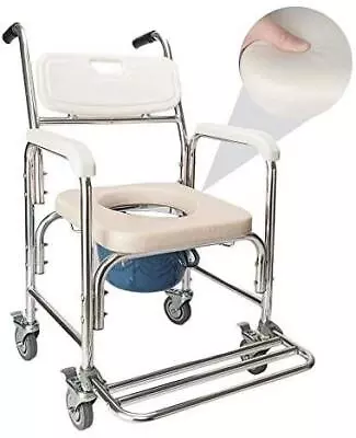 Shower & Bath Chair Transport Commode Medical Rolling Bathroom Wheelchair • $89.99