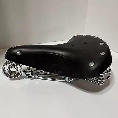 Retro Elephant Spring Genuine Leather Bicycle Saddle Seat Black NEW • $34.99