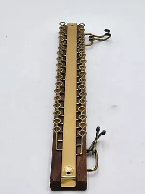 Vintage 36 Hook Tie Rack Belt Closet Holder Wood Brass Made In USA • $12.99