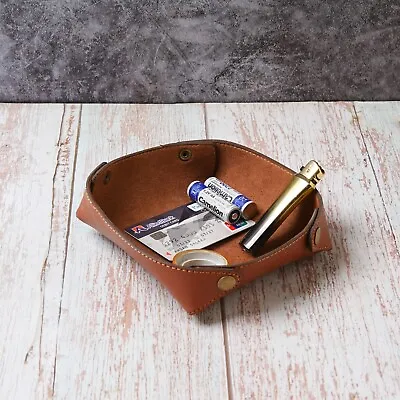 Desk Caddy Leather Valet Tray Coin Key Tray Wallet Tray Jewelry Catchall Tray • $16