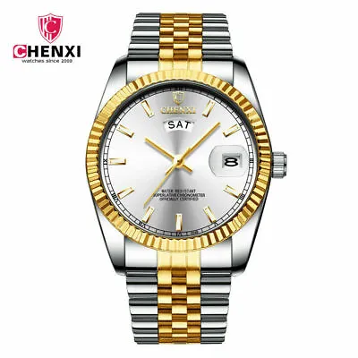 CHENXI Men Quartz Watches Brand Business Steel Male Wristwatch Week Date Watch • $12.98