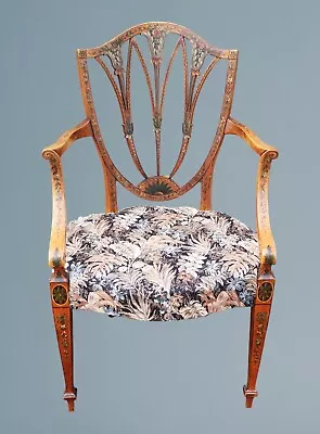 Edwardian Painted Satinwood Armchair • £325