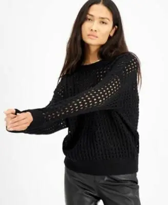 MSRP $80 International Concepts Overd Pointelle Sweater Deep Black Size Medium • $14.03