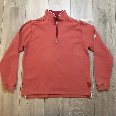 Lazy Jacks Sweatshirt Small Womens Orange 1/4 Zip Cotton Pullover Shaldon Devon • £15.96