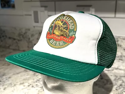 MOOSEHEAD BEER Trucker Hat • Vintage Foam Cap Moose Head Brewerina Green White • $18