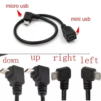 USB Micro 5P Male To Mini Male Left Right Down Up Angled Extension Cable Adapter • $2.19